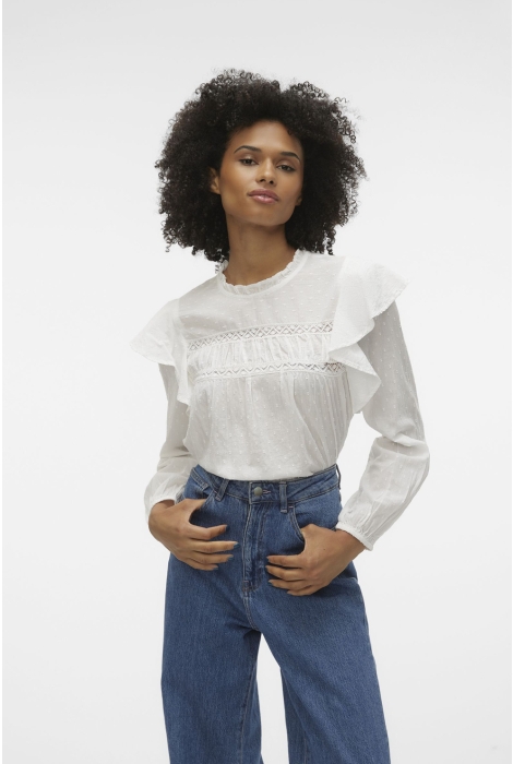 Vero Moda vmtrine ls lace top wvn ga