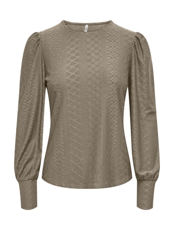 Only T-shirt ONLSANDRA L/S PUFF TOP JRS NOOS 15328203 Weathered Teak