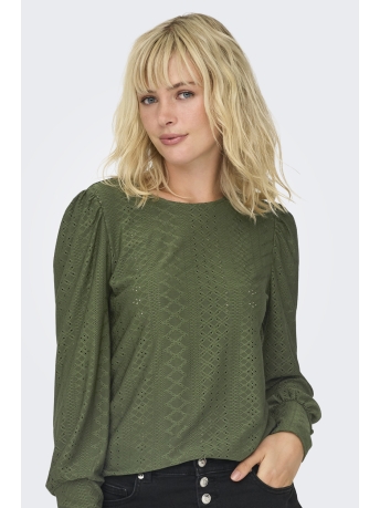 Only T-shirt ONLSANDRA L/S PUFF TOP JRS NOOS 15328203 Rifle Green