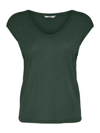 Only T-shirt ONLSILVERY S/S V NECK LUREX TOP JRS 15136069 SYCAMORE