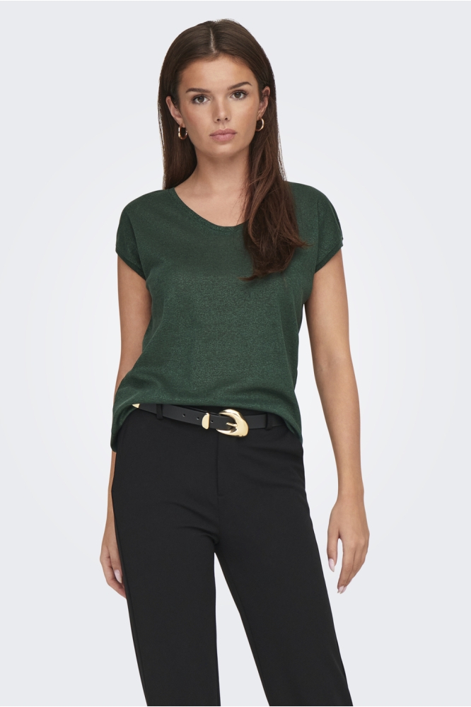 ONLSILVERY S/S V NECK LUREX TOP JRS 15136069 SYCAMORE