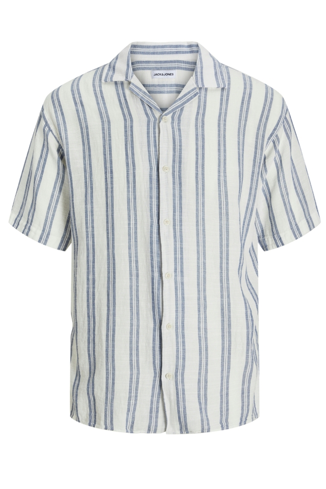 JJEENZO STRIPE RESORT SHIRT SS SN 12268457 White