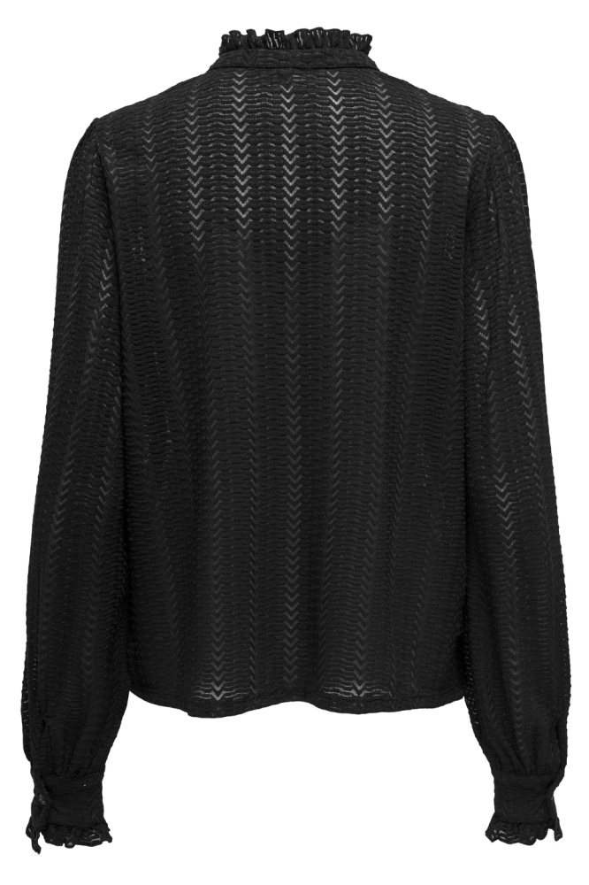 ONLISABELLE L/S PLACKET RUFFLE TOP 15337660 BLACK