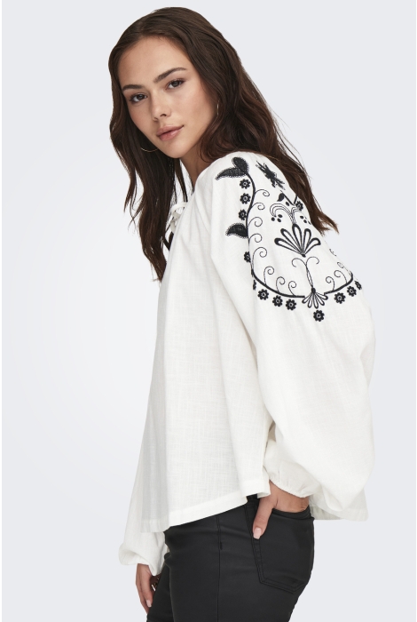 Jacqueline de Yong jdybianca l/s emb top wvn