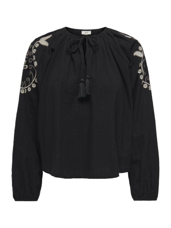 Jacqueline de Yong Blouse JDYBIANCA L/S EMB TOP WVN 15333836 Black/PEYOTE EMB