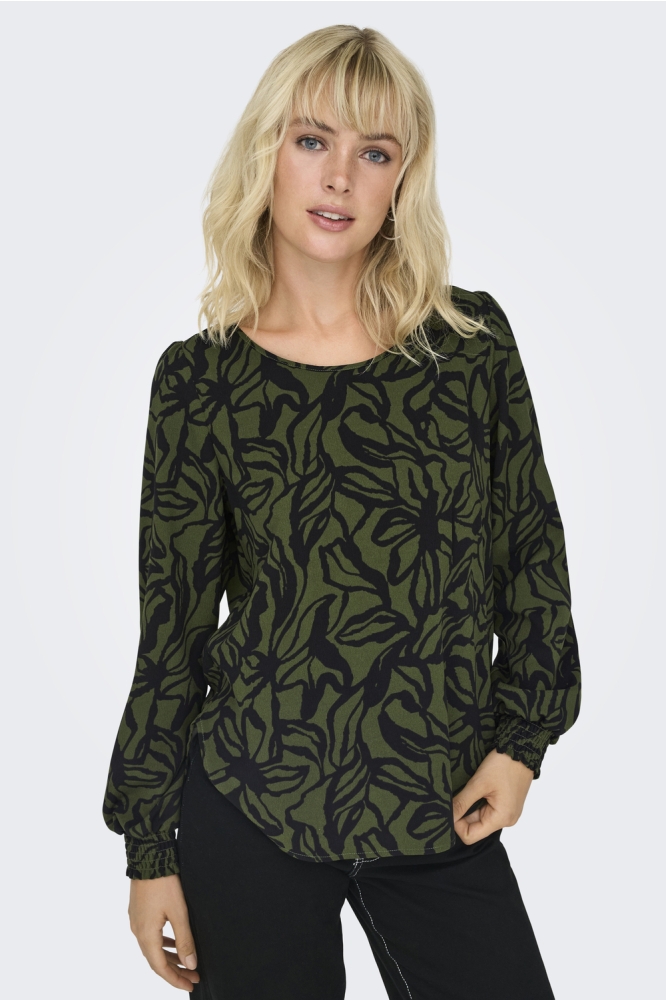 ONLELITE LIFE L/S TOP NOOS PTM 15332214 Rifle Green/Bloom draw