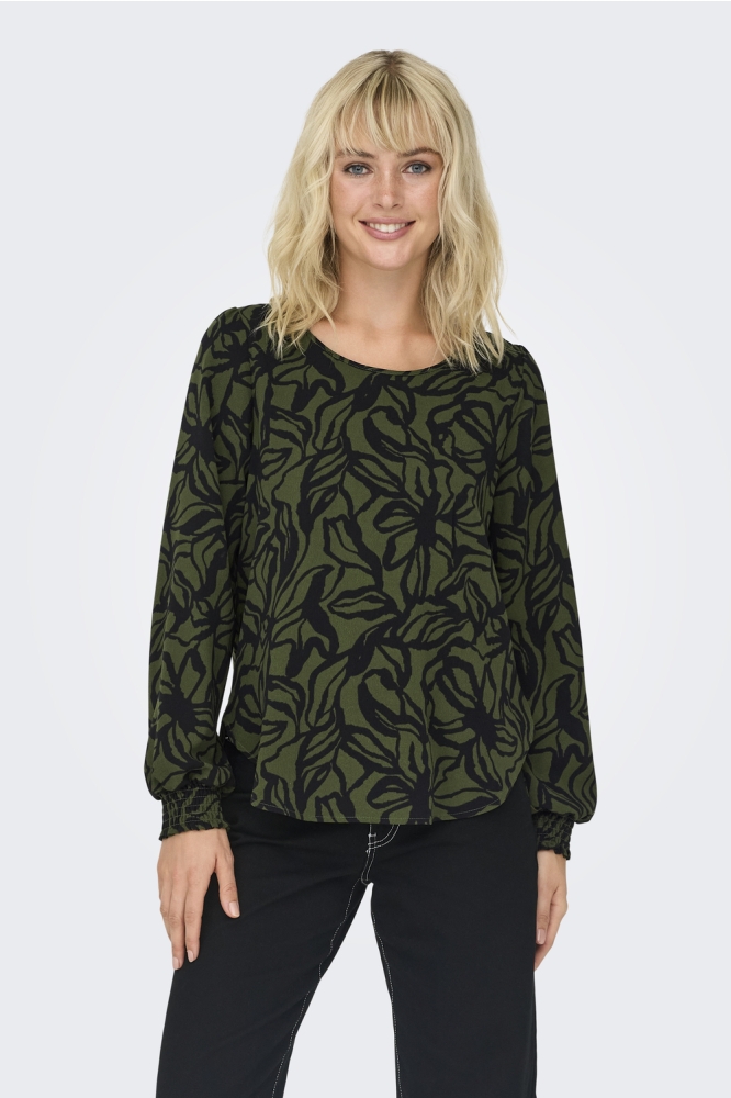 ONLELITE LIFE L/S TOP NOOS PTM 15332214 Rifle Green/Bloom draw