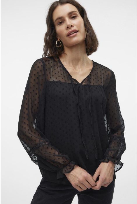 Vero Moda vmleah ls lace top wvn ga noos