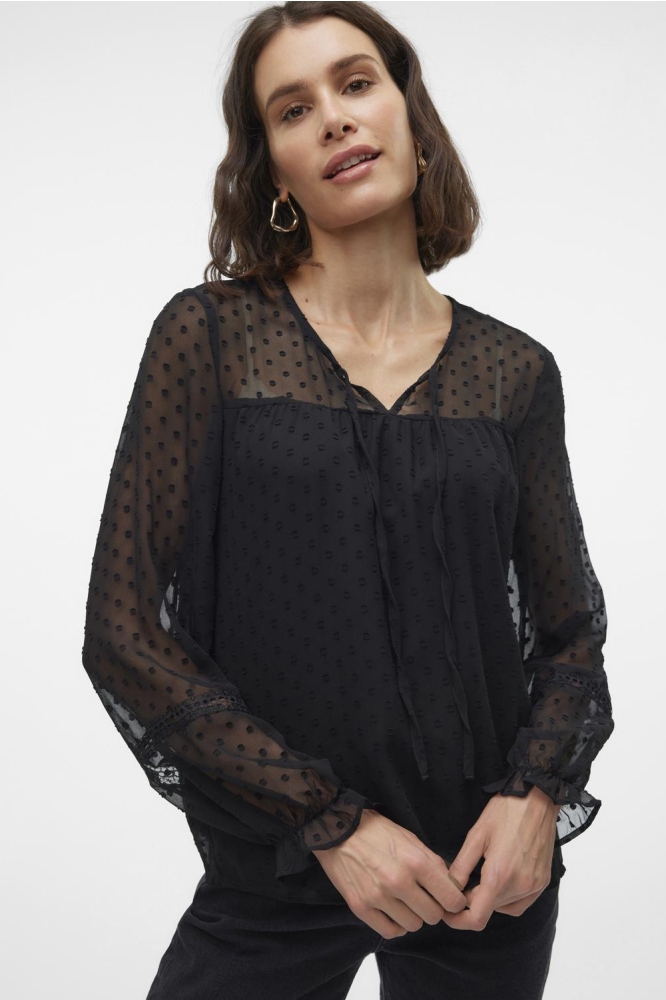 VMLEAH LS LACE TOP WVN GA NOOS 10314692 Black