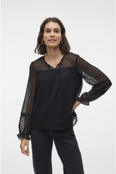 Vero Moda vmleah ls lace top wvn ga noos