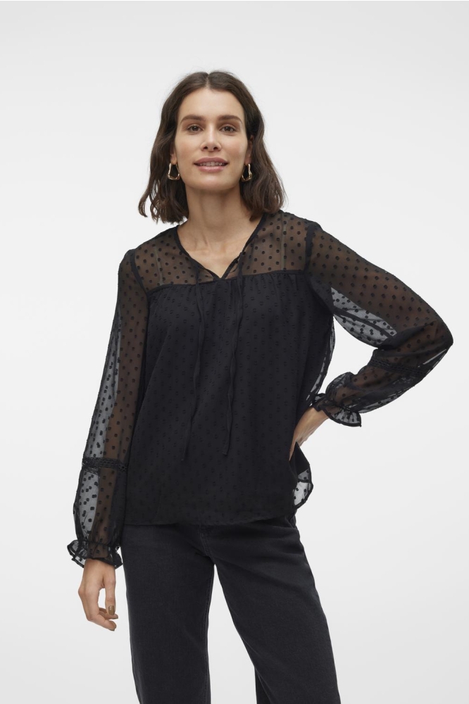 VMLEAH LS LACE TOP WVN GA NOOS 10314692 Black