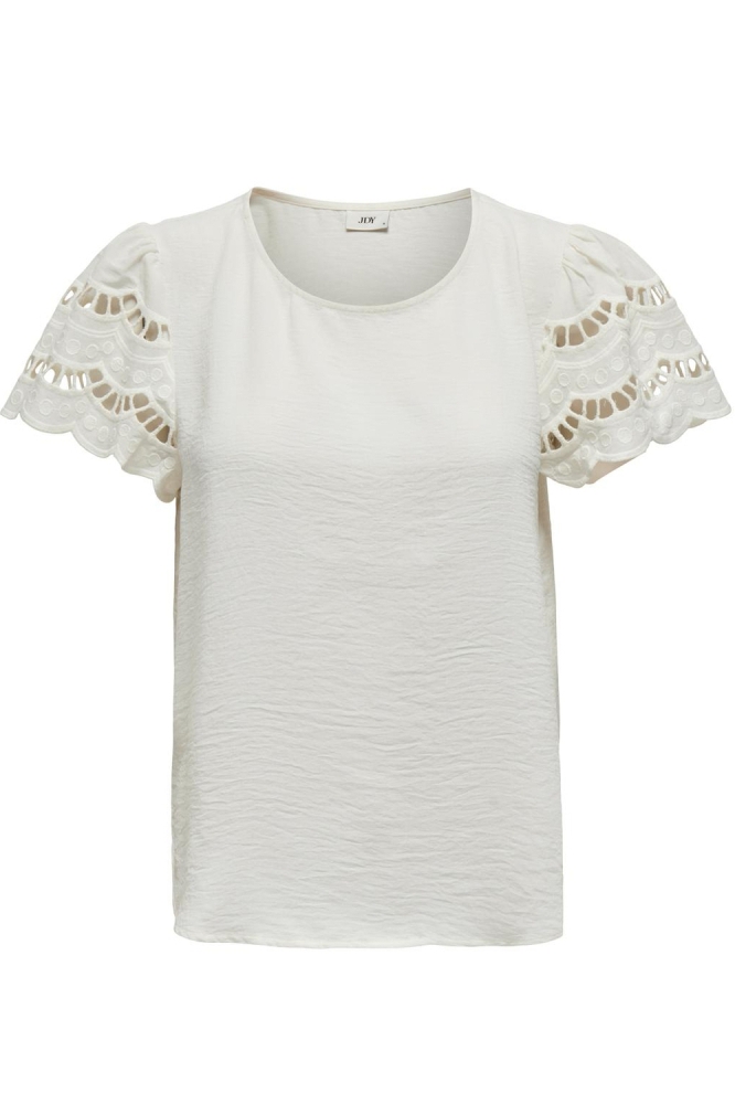 JDYHANNAH LIFE S/S LACE TOP WVN 15312609 Cloud Dancer