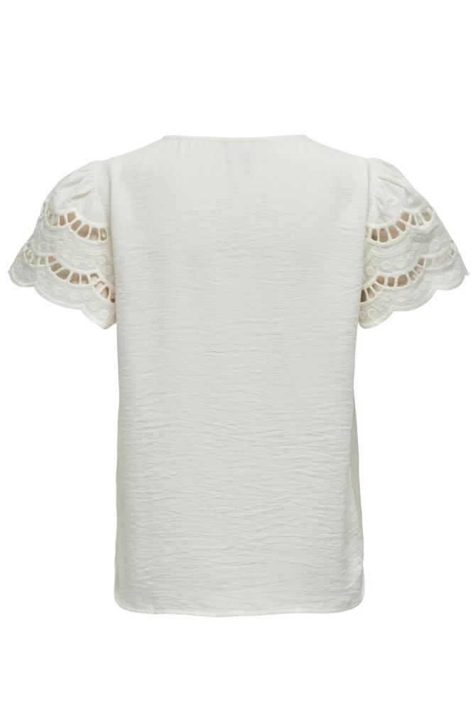 JDYHANNAH LIFE S/S LACE TOP WVN 15312609 Cloud Dancer