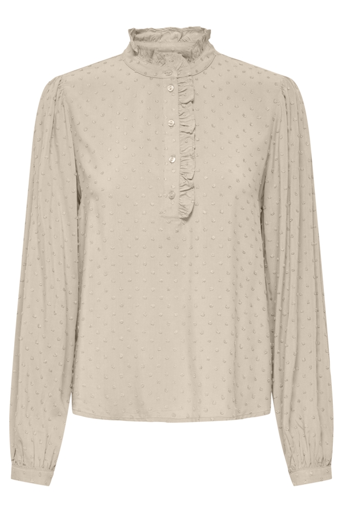 JDYDIANA LIFE L/S FRILL SHIRT WVN 15343798 SANDSHELL