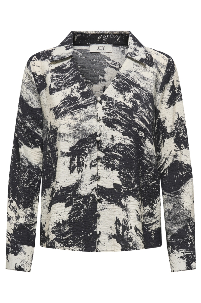 JDYEVELYN LIFE L/S SHIRT WVN 15343766 Black/W CLOUD DA