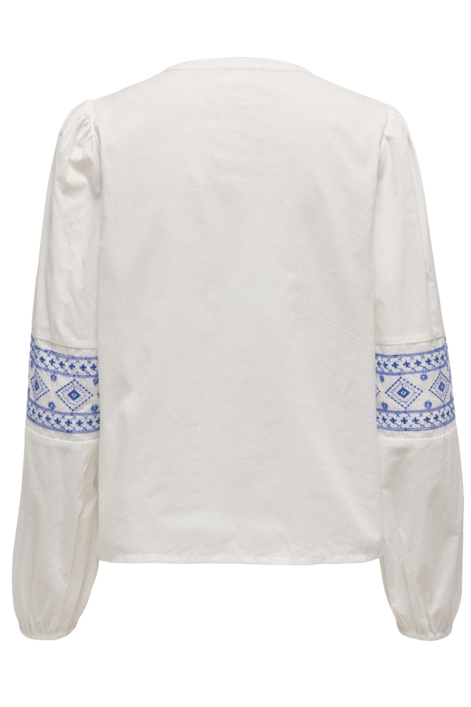 JDYLULU L/S EMBROIDERY SHIRT WVN 15345478 CLOUD DANCER/BLUE EMBRO