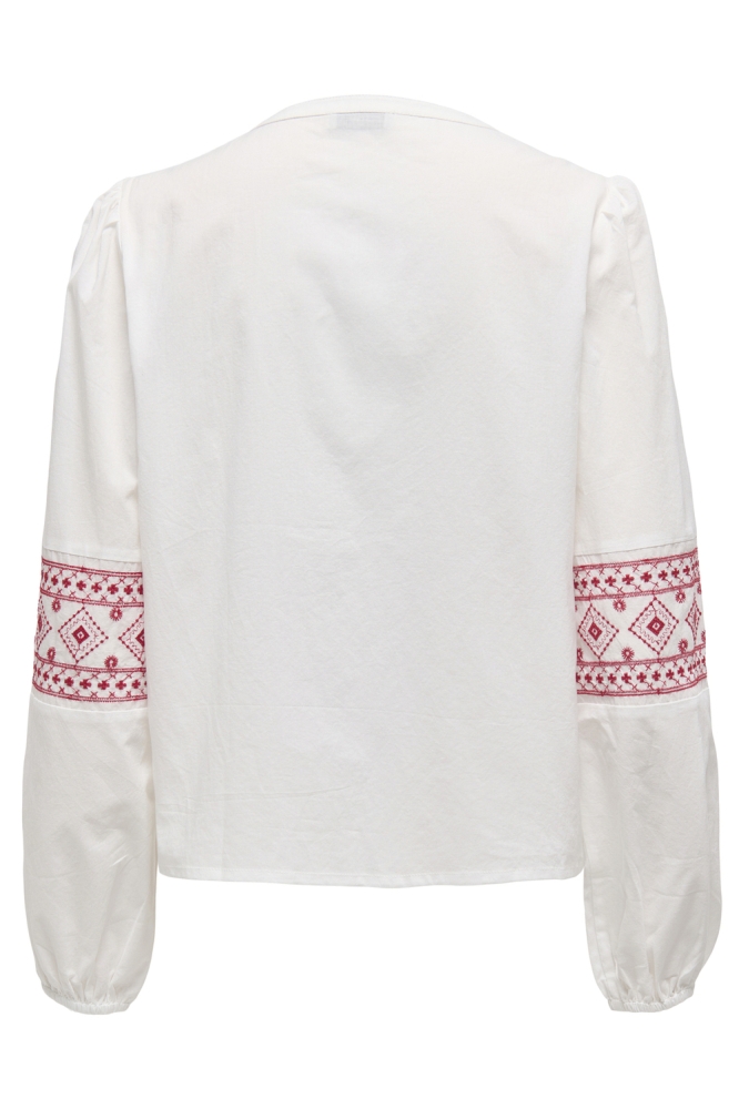 JDYLULU L/S EMBROIDERY SHIRT WVN 15345478 CLOUD DANCER/SKI PATROL