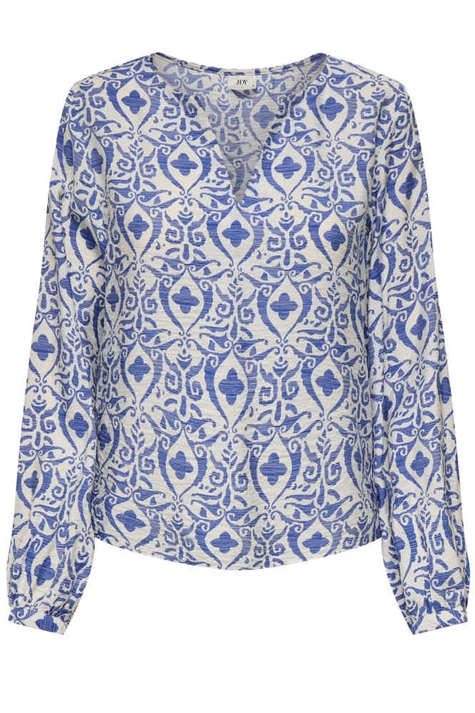 JDYMAY LIFE L/S TOP WVN 15345625 Birch/BLUE IKAT