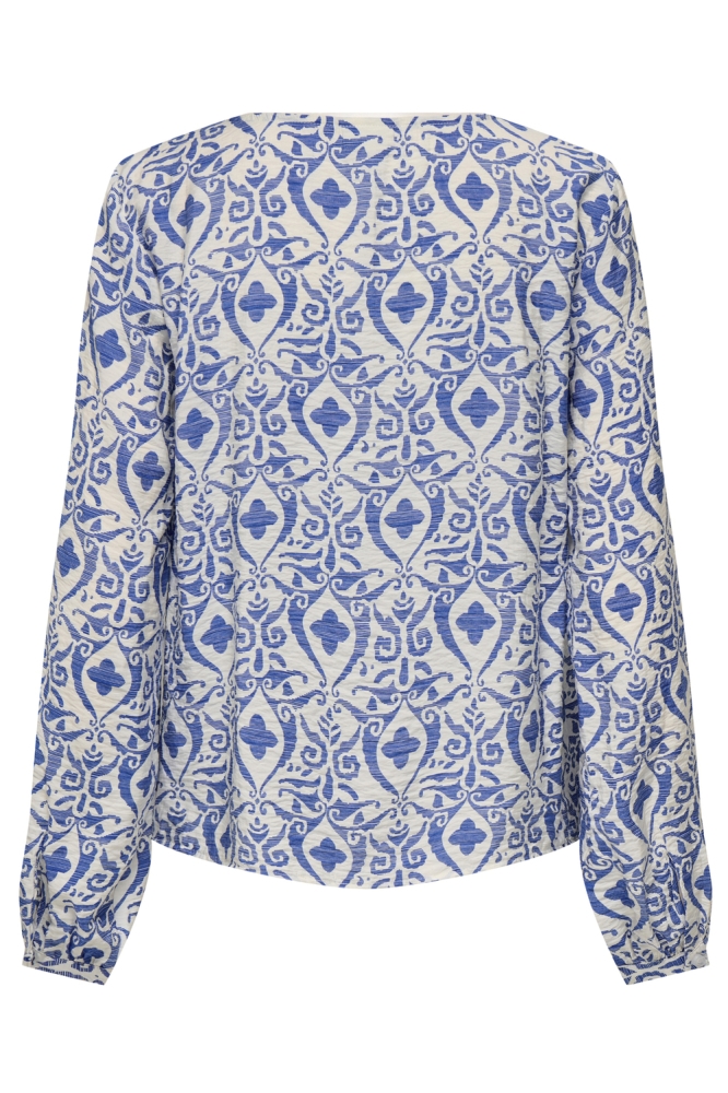 JDYMAY LIFE L/S TOP WVN 15345625 Birch/BLUE IKAT