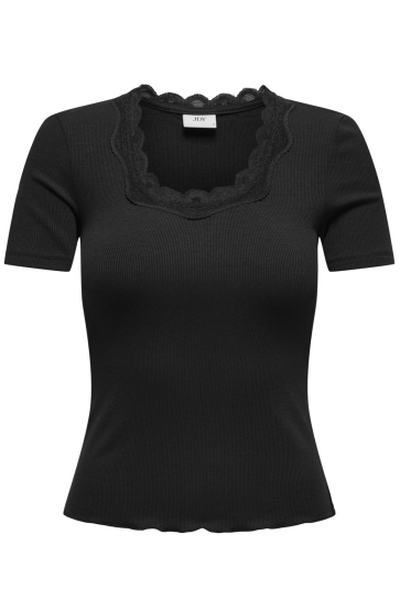 Jacqueline de Yong T-shirt JDYETOILE S/S O NECK RIB TOP JRS DI 15339428 BLACK