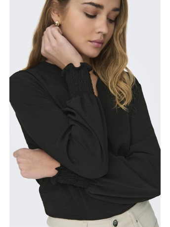 Only Blouse ONLMETTE V-NECK LS SMOCK TOP NOOS W 15284309 BLACK