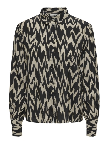 Jacqueline de Yong Blouse JDYMARLOWE L/S SHIRT WVN 15326311 SILVER BIRCH/BLACK IKAT