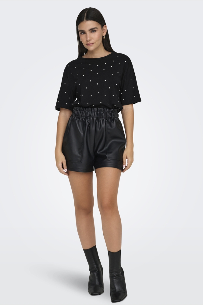 JDYSHINE S/S SEQUINS TOP JRS 15348560 BLACK/SEQUINS