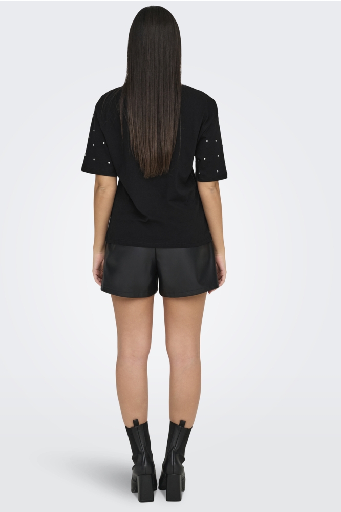 JDYSHINE S/S SEQUINS TOP JRS 15348560 BLACK/SEQUINS