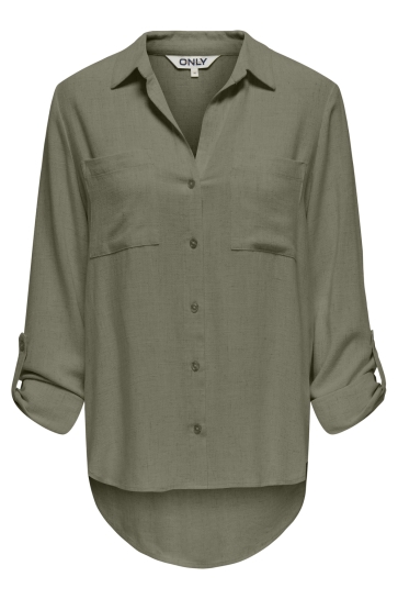 Only Blouse ONLYASMIN-SIESTA LS LINEN BL SHIRT 15349102 DEEP LICHEN GREEN