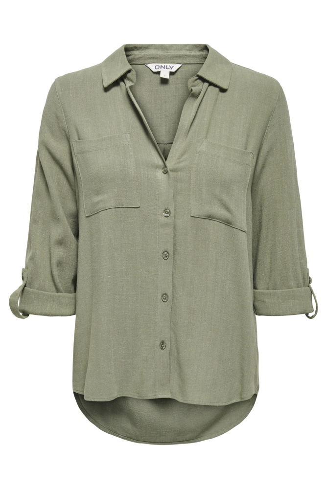 ONLYASMIN-SIESTA LS LINEN BL SHIRT 15349102 DEEP LICHEN GREEN