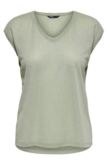 Only onlsilvery s/s v neck lurex top jrs