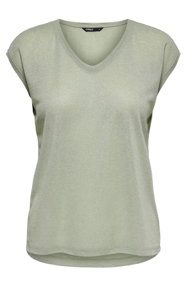 ONLSILVERY S/S V NECK LUREX TOP JRS 15136069 Desert Sage