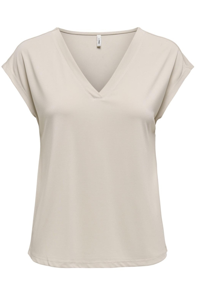 ONLFREE LIFE S/S MOD.V-NECK TOP JRS 15287041 PUMICE STONE