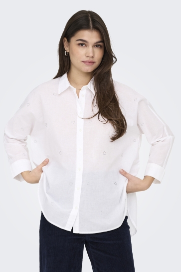 Only Blouse ONLNEW LINA GRACE LS EMB SHIRT NOOS 15283743 BRIGHT WHITE