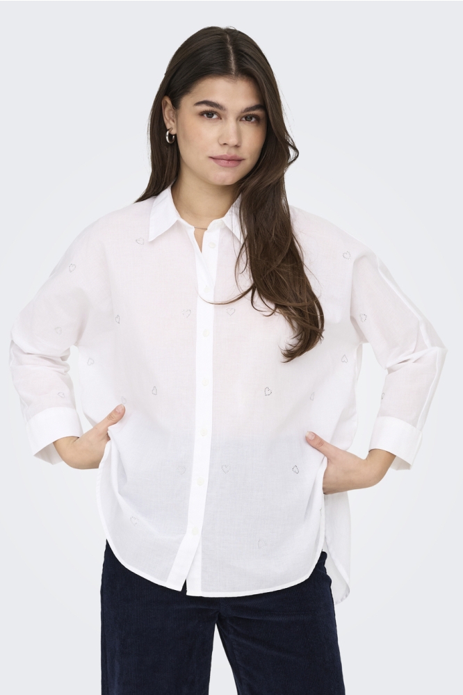 ONLNEW LINA GRACE LS EMB SHIRT NOOS 15283743 BRIGHT WHITE