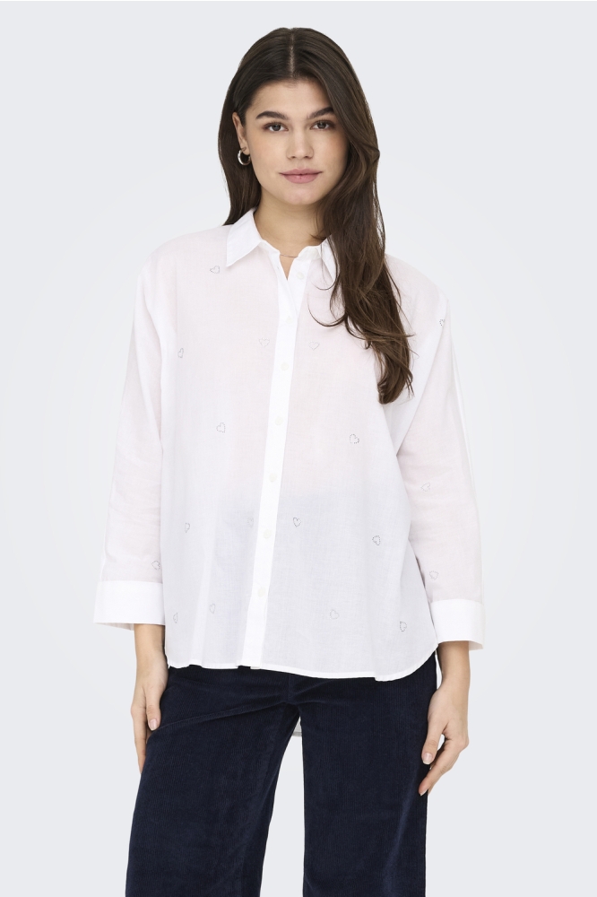 ONLNEW LINA GRACE LS EMB SHIRT NOOS 15283743 BRIGHT WHITE