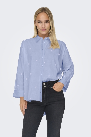 Only Blouse ONLNEW LINA GRACE LS EMB SHIRT NOOS 15283743 BRUNNERA BLUE/Bright WHI