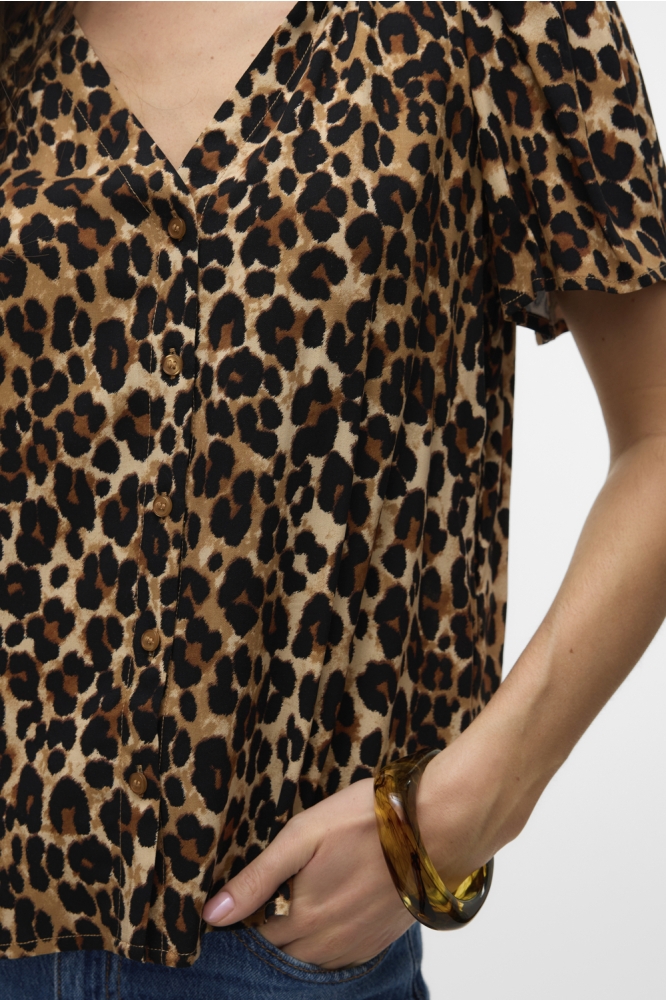 VMALBA SS V-NECK SHIRT WVN GA 10325871 Tigers Eye/LEO