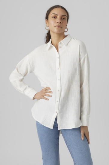 Vero Moda Blouse VMNATALI NIA LS LOOSE SHIRT WVN GA 10283131 SNOW WHITE