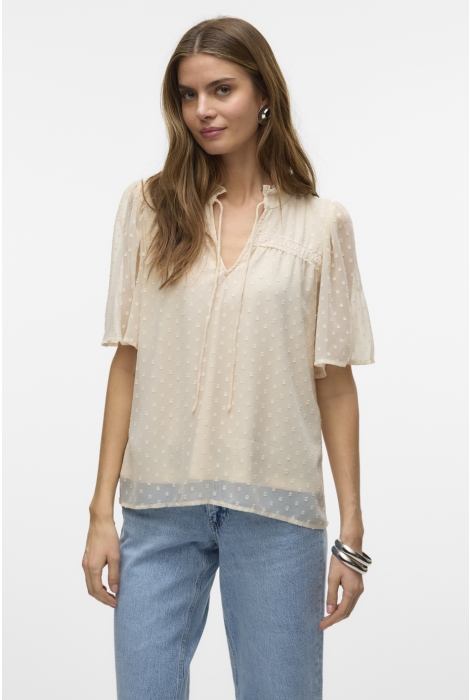 Vero Moda vmleah ss lace top wvn ga noos