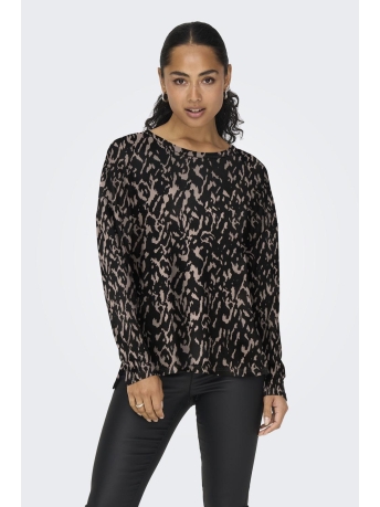 Only T-shirt ONLANA L/S AOP TOP JRS NOOS 15299641 Black/BEIGE GRAP