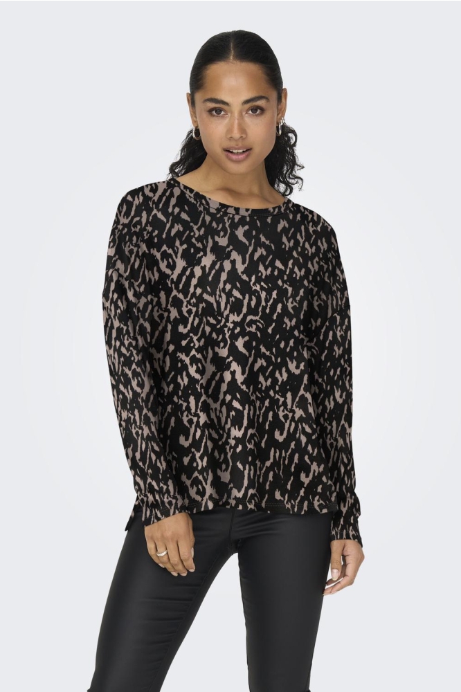 ONLANA L/S AOP TOP JRS NOOS 15299641 Black/BEIGE GRAP