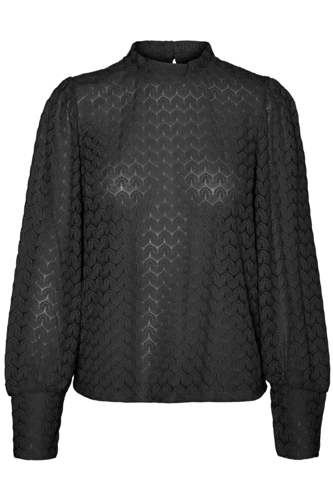 VMBECCA LS HIGH NECK LACE TOP JRS N 10302894 Black