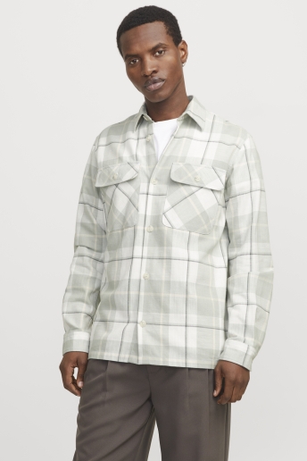 Jack & Jones Overhemd JPRCCRAYMOND SPRING CHECK OVERSHIRT 12274956 AQUA GRAY