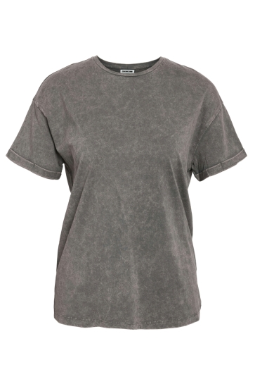 Noisy may T-shirt NMBRANDY WASHED S/S TOP JRS NOOS 27033185 CHARCOAL GRAY