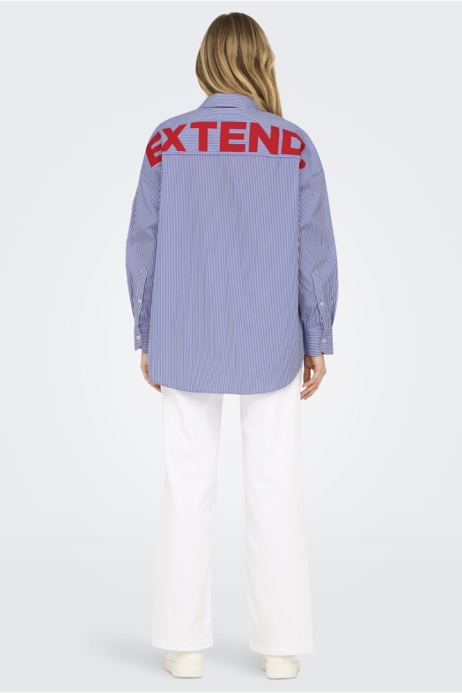 ONLEMA WO LS LOOSE SHIRT XT WVN 15347697 BRIGHT WHITE/BLUE