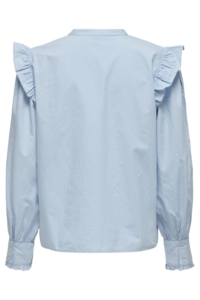 ONLSIMM L/S FRILL TOP PTM 15345589 SOFT CHAMBRAY/CLOUD DANCER