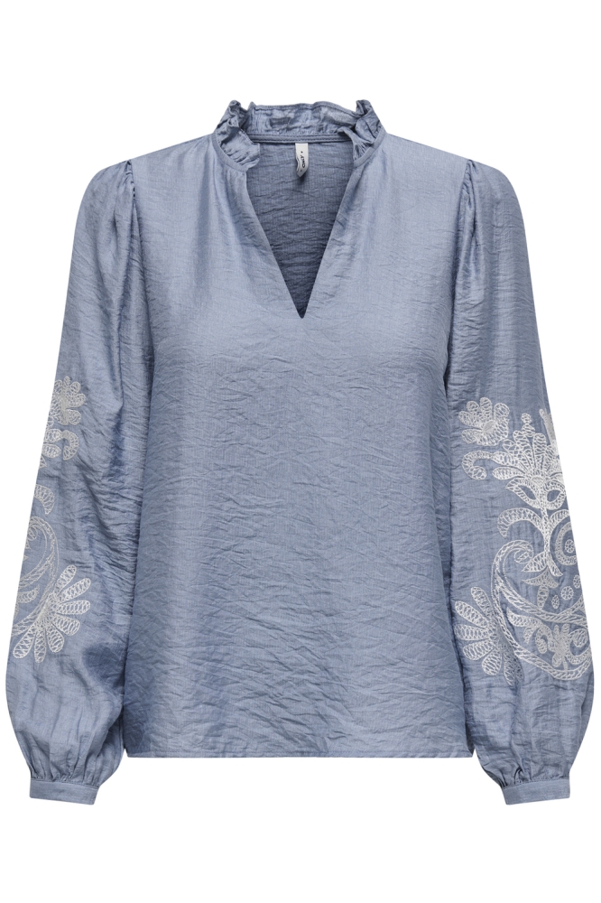 ONLNEW MALOU L/S TOP PTM 15344970 FADED DENIM/CLOUD DANCER