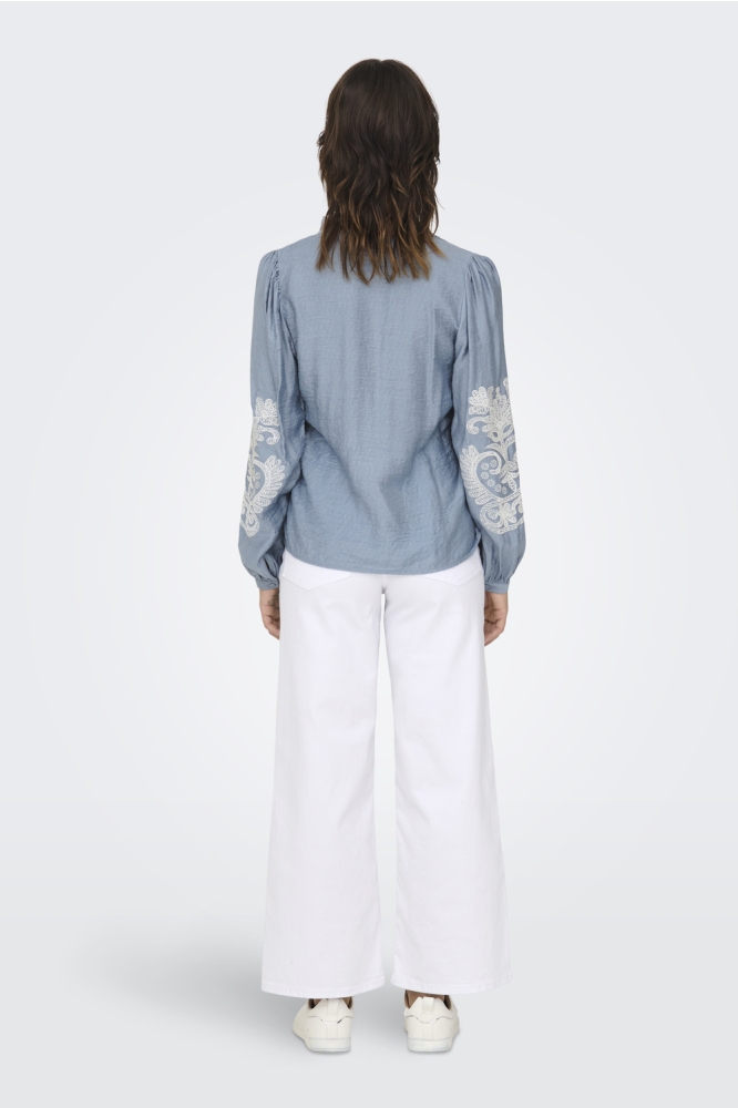 ONLNEW MALOU L/S TOP PTM 15344970 FADED DENIM/CLOUD DANCER