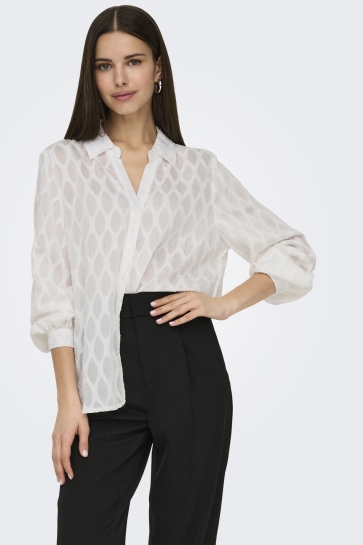 Only Blouse ONLNOA LS V-NECK SHIRT WVN 15340688 CLOUD DANCER